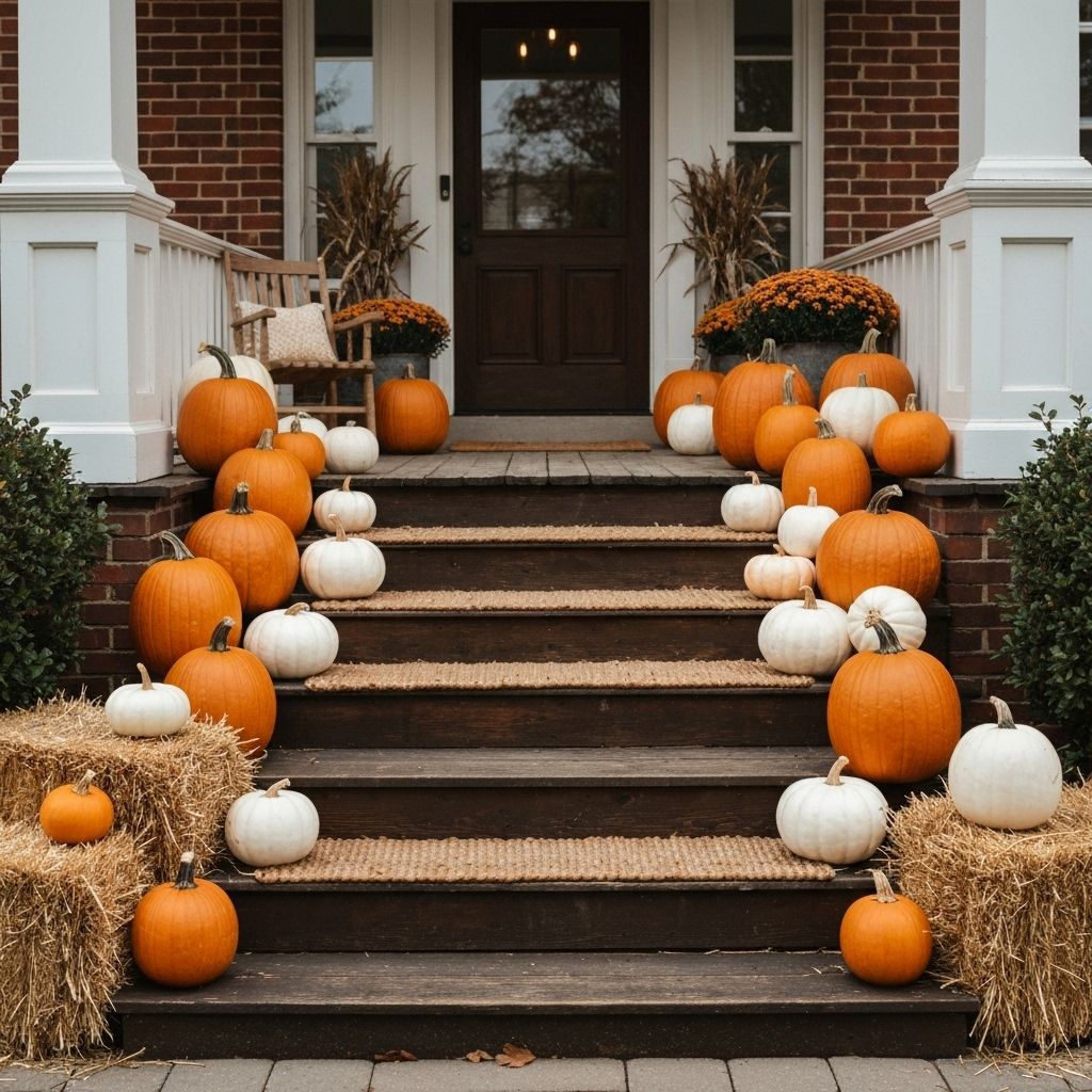 Beautiful front porch with pumpkins 1