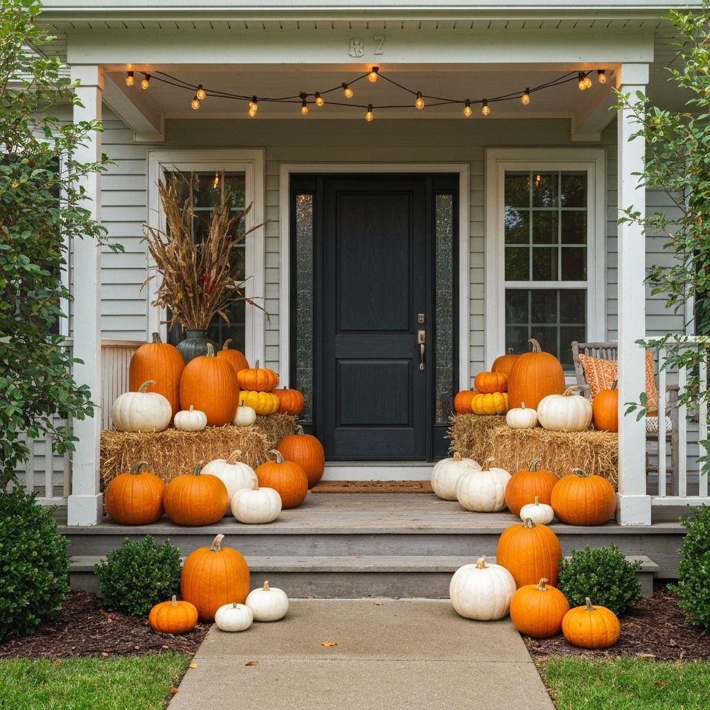 Beautiful front porch with pumpkins 3