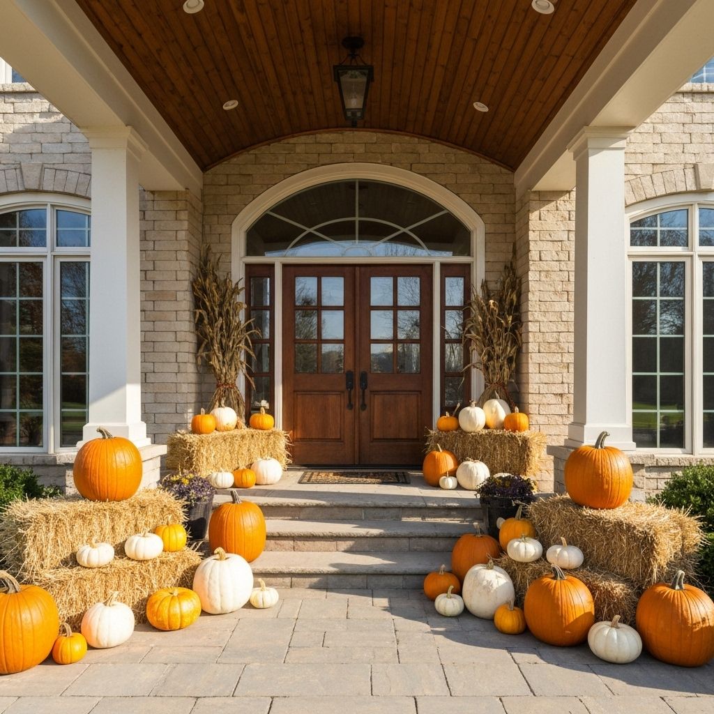 Beautiful front porch with pumpkins 4