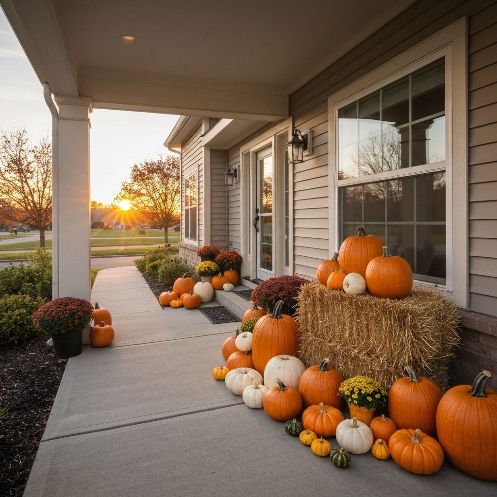 Beautiful front porch with pumpkins 5