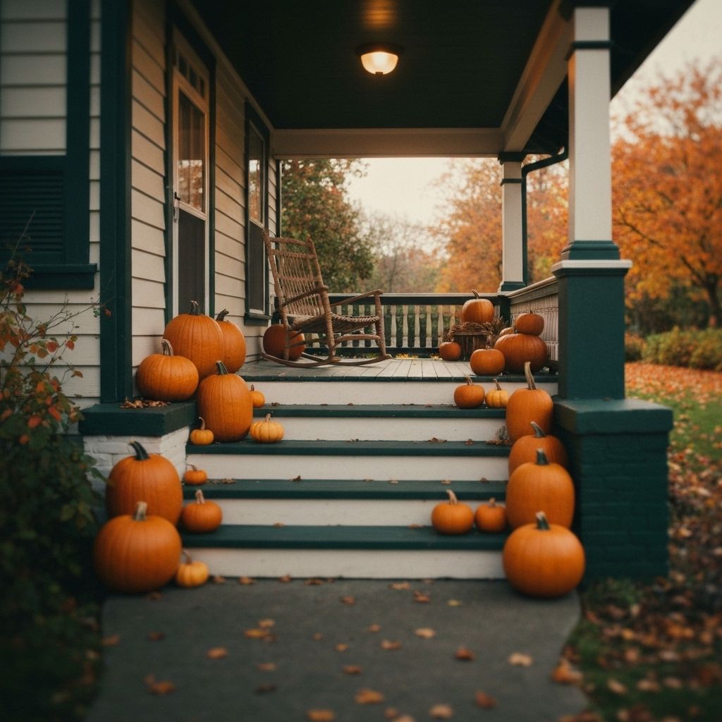 Beautiful front porch with pumpkins 8